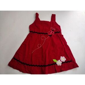 Blueberry Boulevard Red Polka Dot Ladybug Corduroy Dress Girls Size 3T